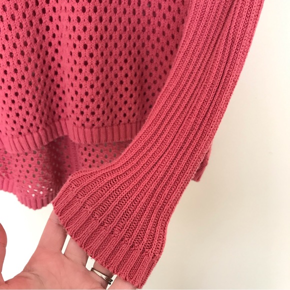 Prana Salmon Pink Crochet Ribbed Knit Sweater - Picture 5 of 10